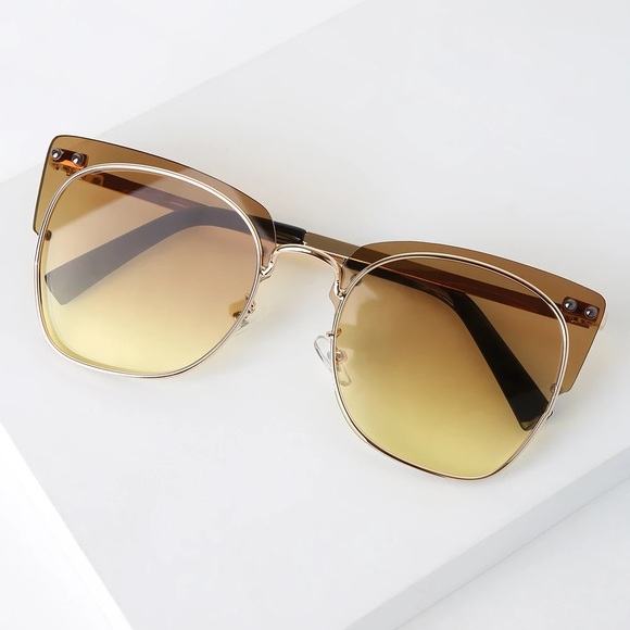 Lulus Most Definitely Brown & Gold Sunglasses - Picture 4 of 4